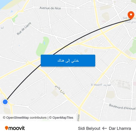 Dar Lhamra to Sidi Belyout map