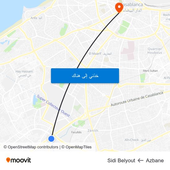 Azbane to Sidi Belyout map