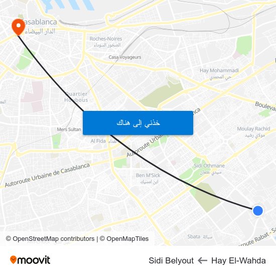 Hay El-Wahda to Sidi Belyout map