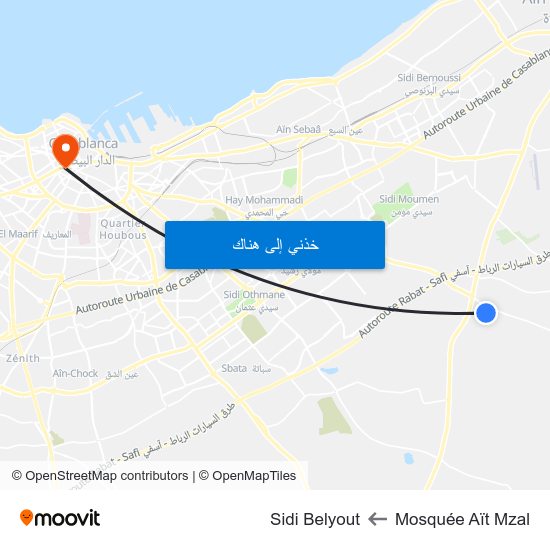 Mosquée Aït Mzal to Sidi Belyout map