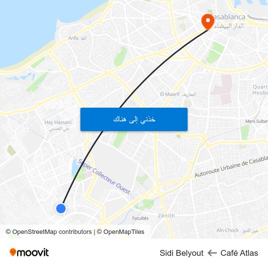 Café Atlas to Sidi Belyout map
