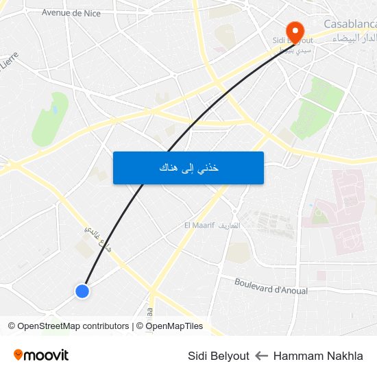 Hammam Nakhla to Sidi Belyout map