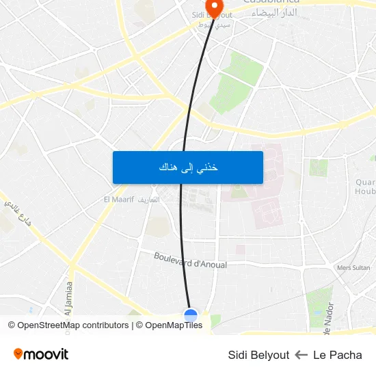 Le Pacha to Sidi Belyout map