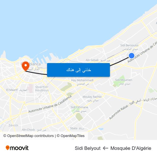 Mosquée D'Algérie to Sidi Belyout map