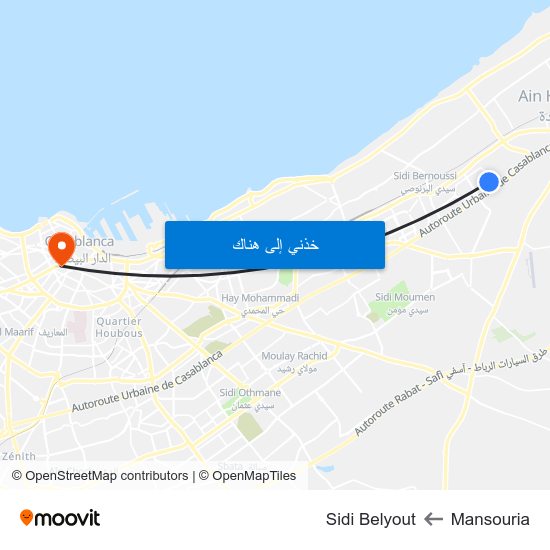 Mansouria to Sidi Belyout map
