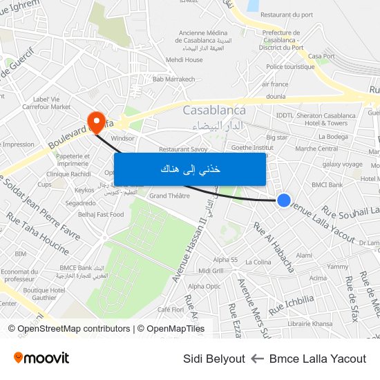 Bmce Lalla Yacout to Sidi Belyout map