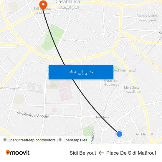 Place De Sidi Maârouf to Sidi Belyout map