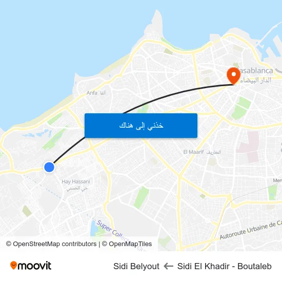 Sidi El Khadir - Boutaleb to Sidi Belyout map