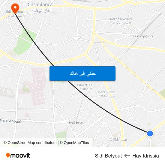 Hay Idrissia to Sidi Belyout map