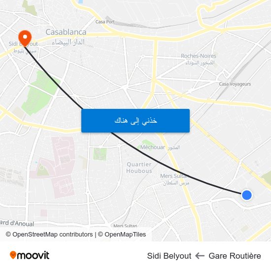 Gare Routière to Sidi Belyout map
