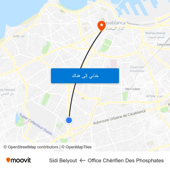 Office Chérifien Des Phosphates to Sidi Belyout map