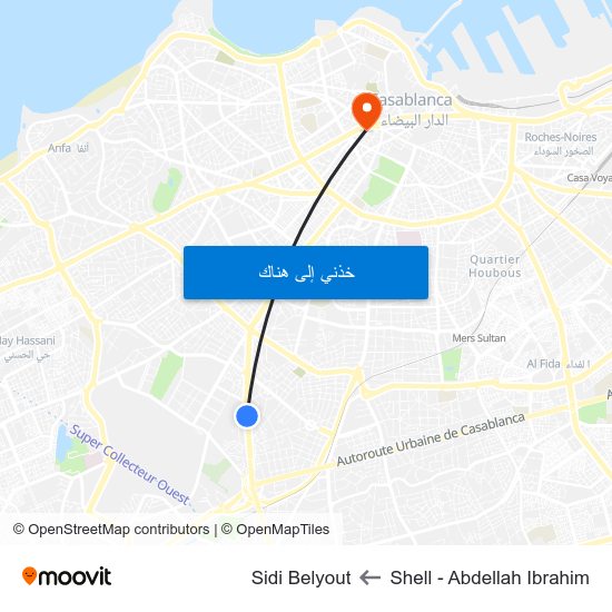 Shell - Abdellah Ibrahim to Sidi Belyout map