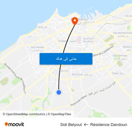 Résidence Dandoun to Sidi Belyout map