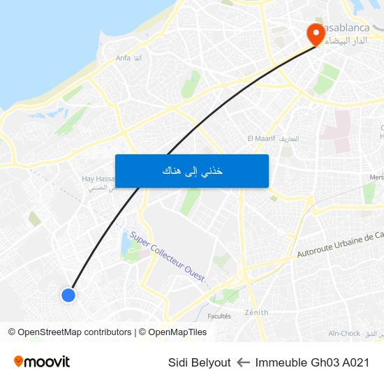 Immeuble Gh03 A021 to Sidi Belyout map