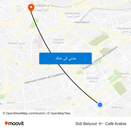 Café Arabia to Sidi Belyout map