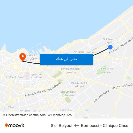Bernoussi - Clinique Cnss to Sidi Belyout map