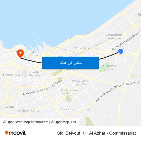 Al Azhar - Commissariat to Sidi Belyout map