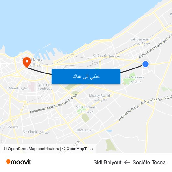 Société Tecna to Sidi Belyout map