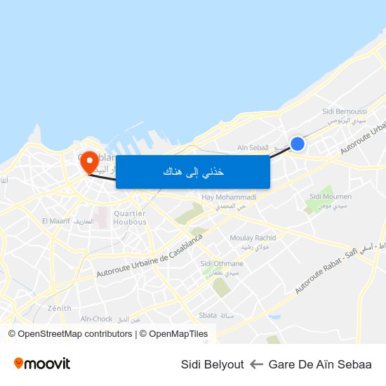 Gare De Aïn Sebaa to Sidi Belyout map