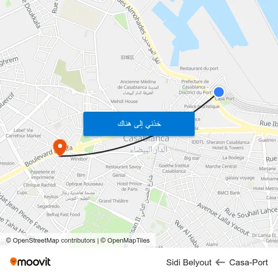 Casa-Port to Sidi Belyout map