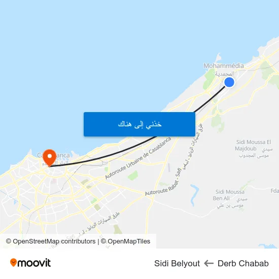 Derb Chabab to Sidi Belyout map