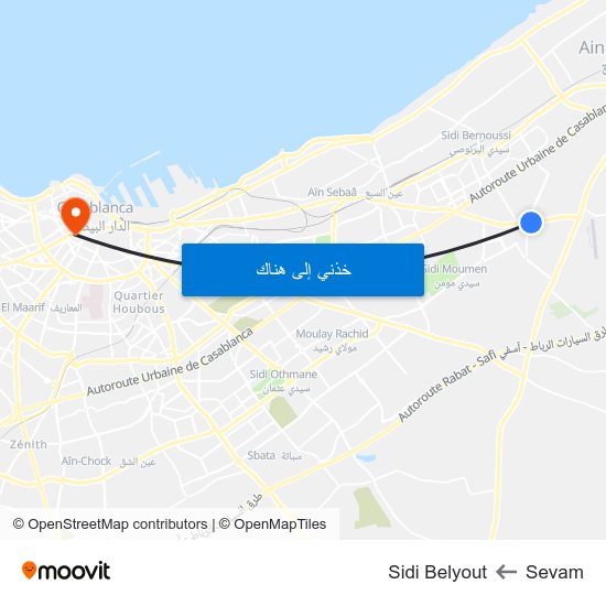 Sevam to Sidi Belyout map