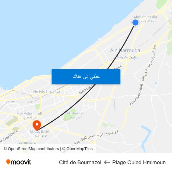 Plage Ouled Hmimoun to Cité de Bournazel map
