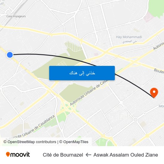 Aswak Assalam Ouled Ziane to Cité de Bournazel map