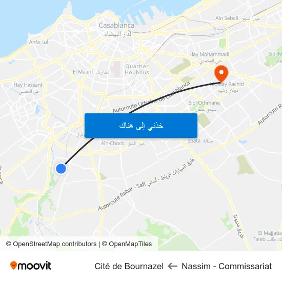 Nassim - Commissariat to Cité de Bournazel map