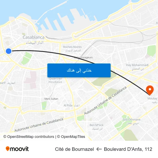 Boulevard D'Anfa, 112 to Cité de Bournazel map