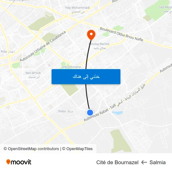 Salmia to Cité de Bournazel map