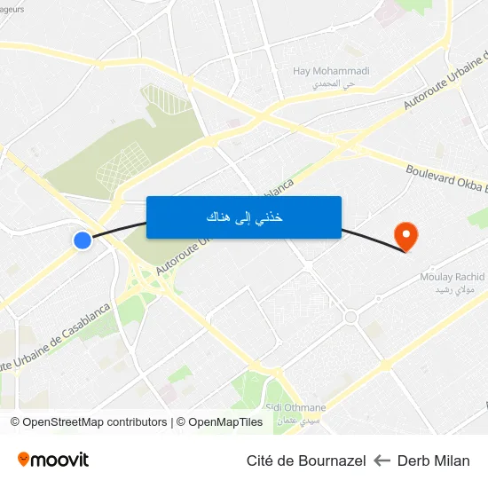 Derb Milan to Cité de Bournazel map