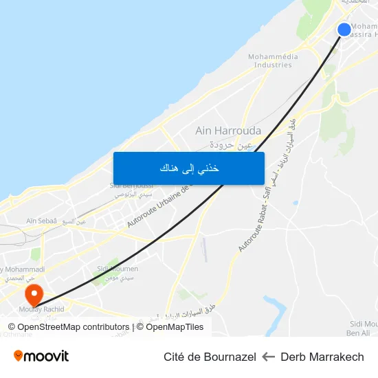 Derb Marrakech to Cité de Bournazel map