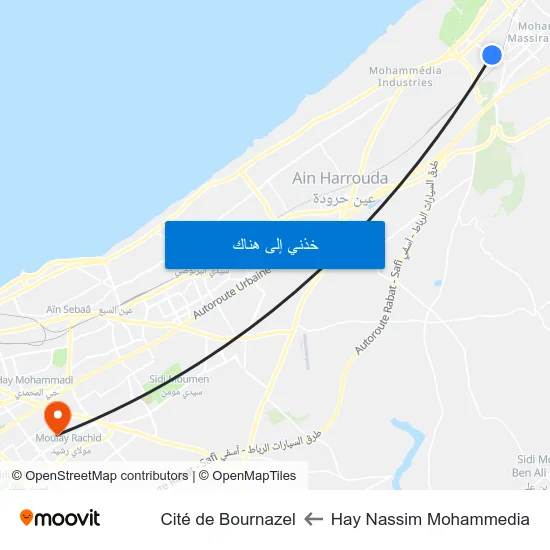 Hay Nassim Mohammedia to Cité de Bournazel map