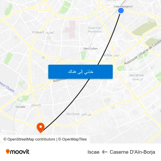 Caserne D'Aïn-Borja to Iscae map