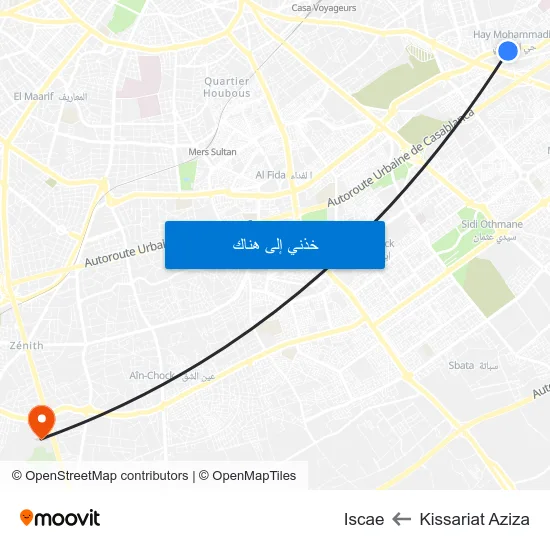 Kissariat Aziza to Iscae map