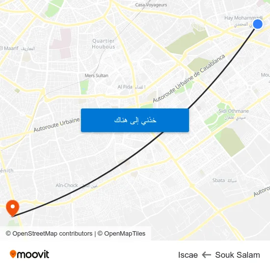 Souk Salam to Iscae map