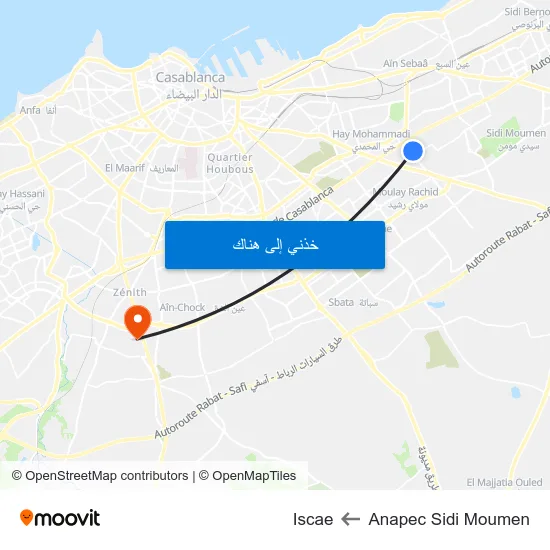 Anapec Sidi Moumen to Iscae map