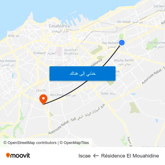 Résidence El Mouahidine to Iscae map