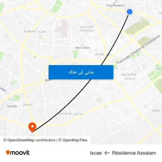 Résidence Assalam to Iscae map