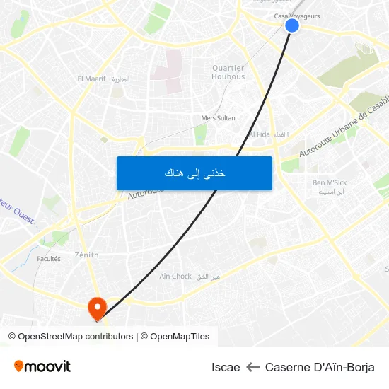Caserne D'Aïn-Borja to Iscae map