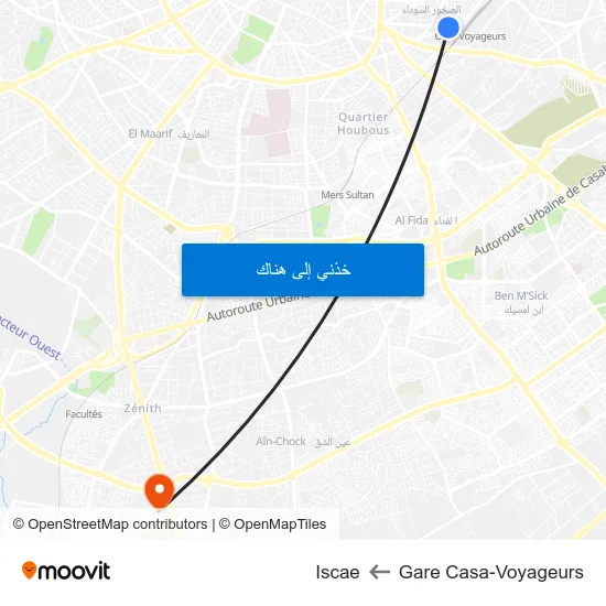 Gare Casa-Voyageurs to Iscae map