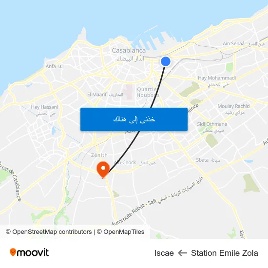 Station Emile Zola to Iscae map