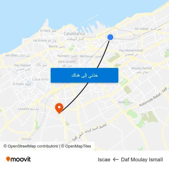 Daf Moulay Ismaïl to Iscae map