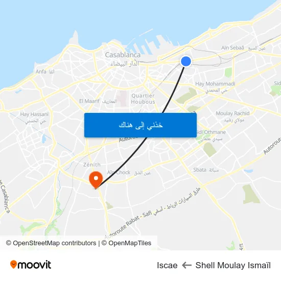 Shell Moulay Ismaïl to Iscae map