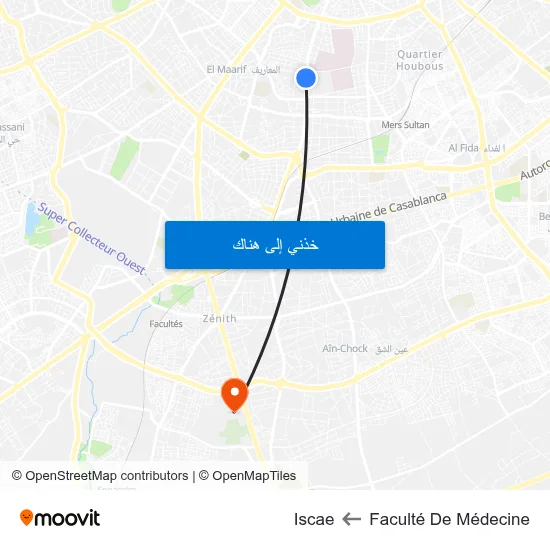 Faculté De Médecine to Iscae map