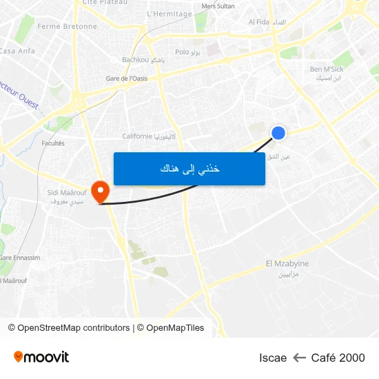Café 2000 to Iscae map