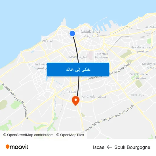 Souk Bourgogne to Iscae map