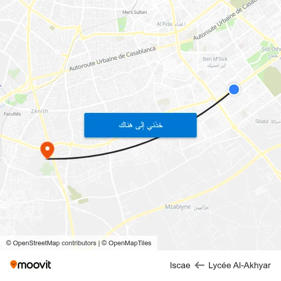 Lycée Al-Akhyar to Iscae map