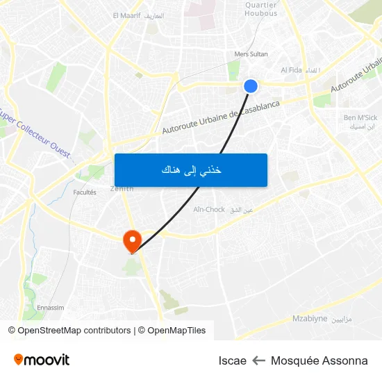 Mosquée Assonna to Iscae map